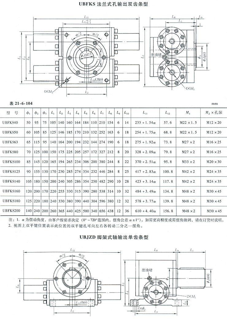 UB型回轉擺動液壓油缸